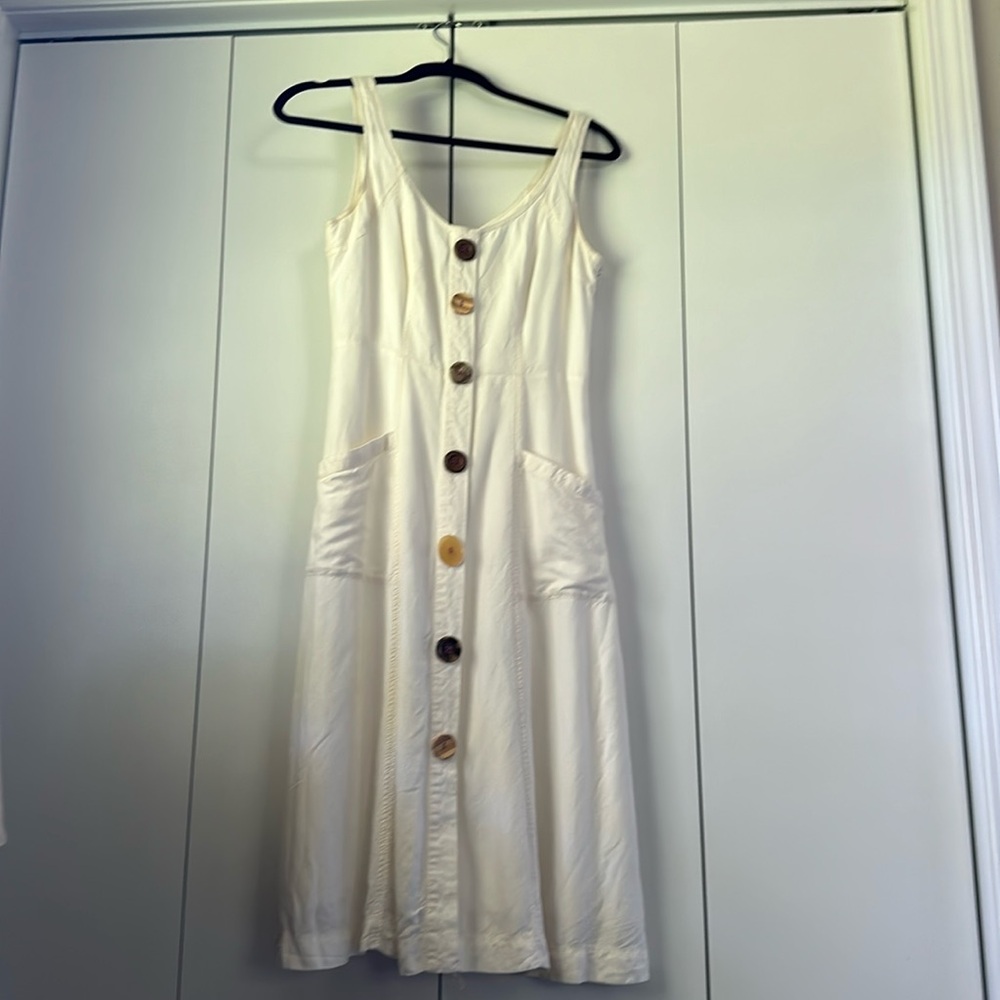 Anthropologie Antiqua Cream / Off White Button Accents Dress